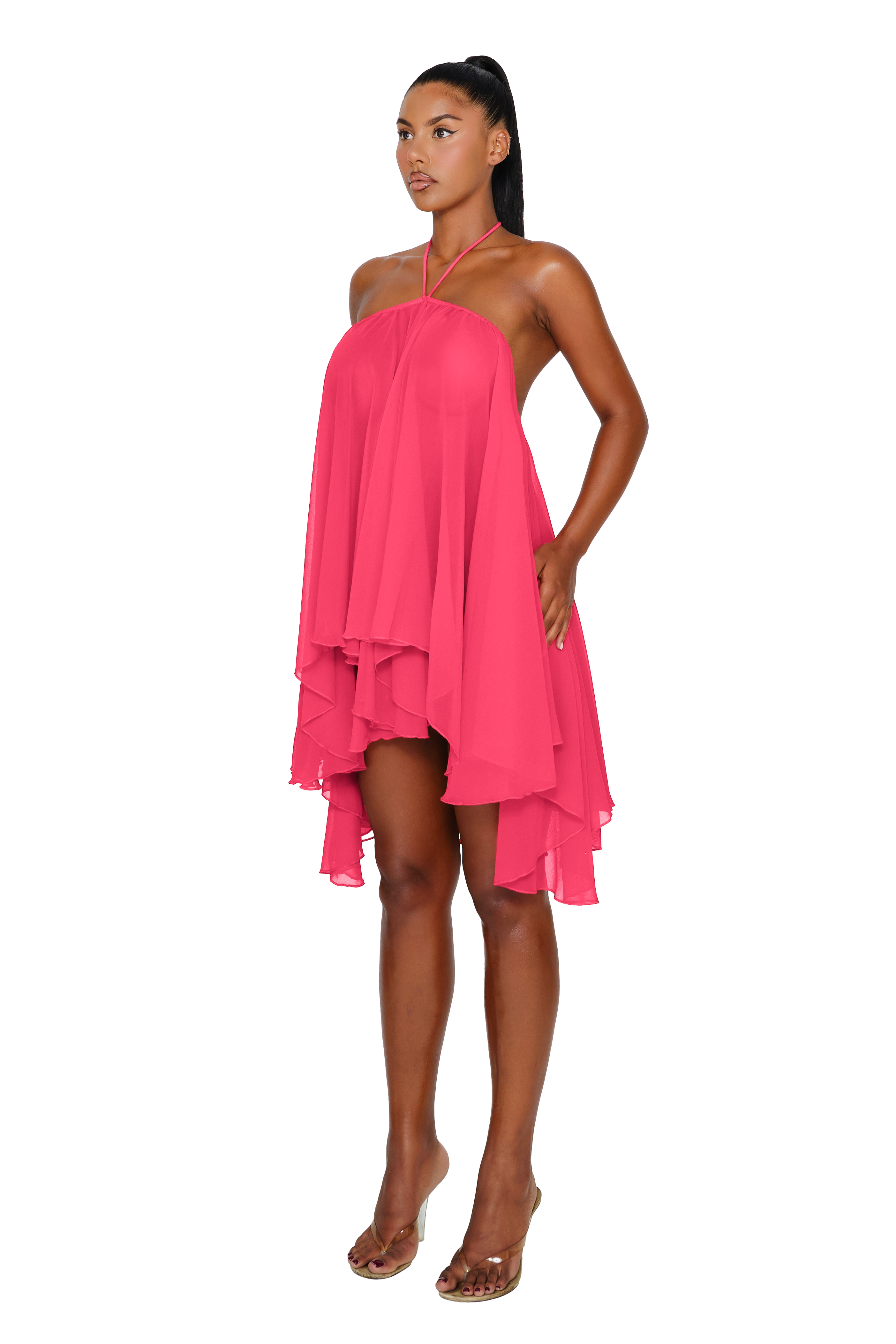 Crystal Halter Drape Dress