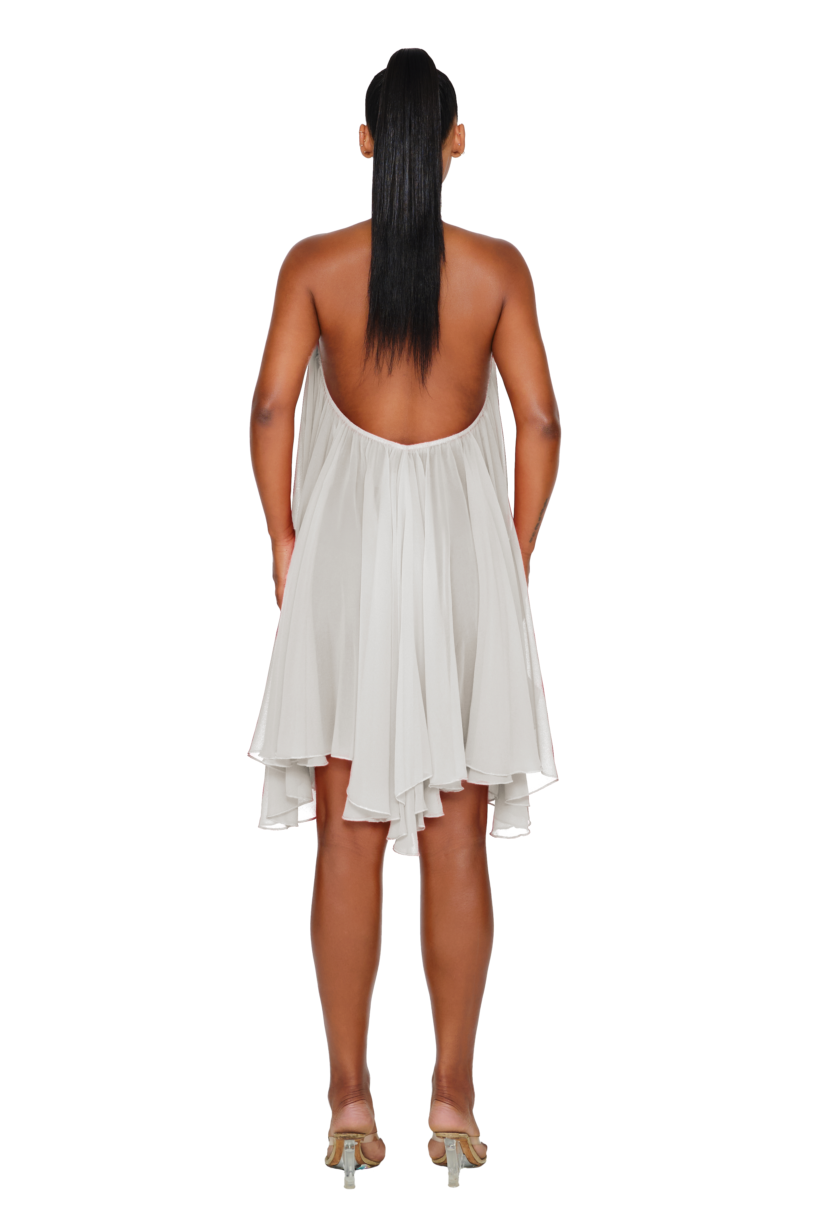 Crystal Halter Drape Dress