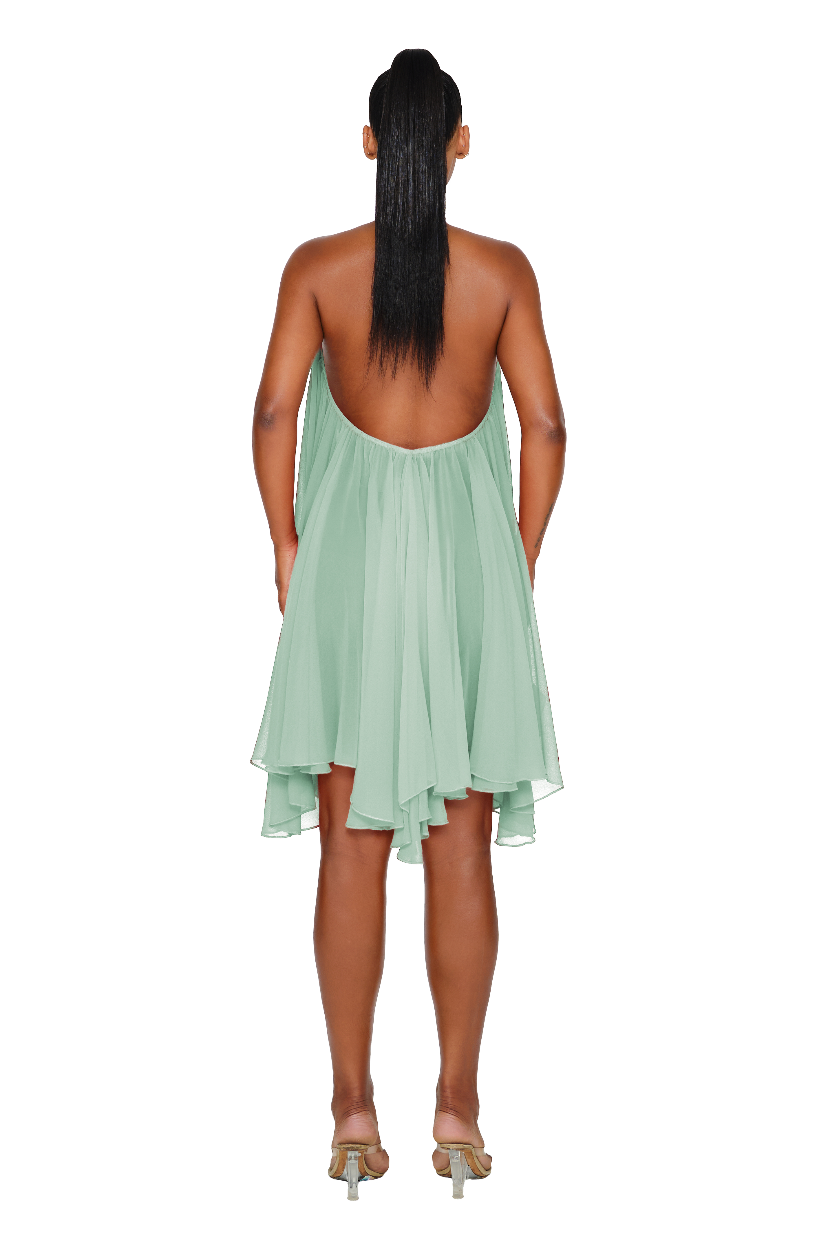 Crystal Halter Drape Dress