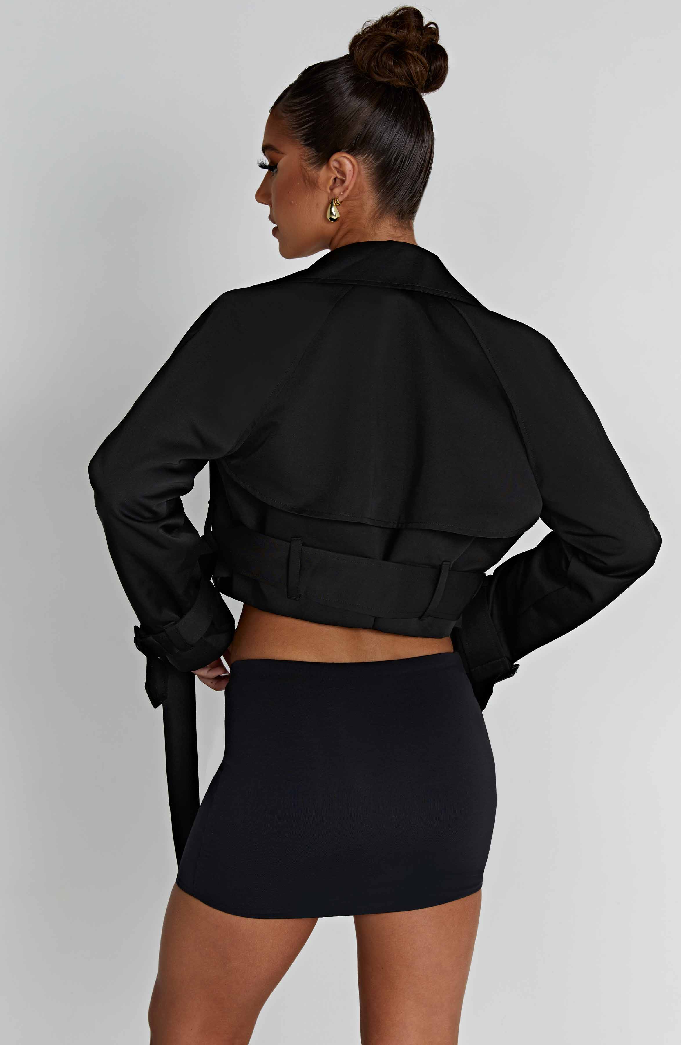Cropped Trench Black
