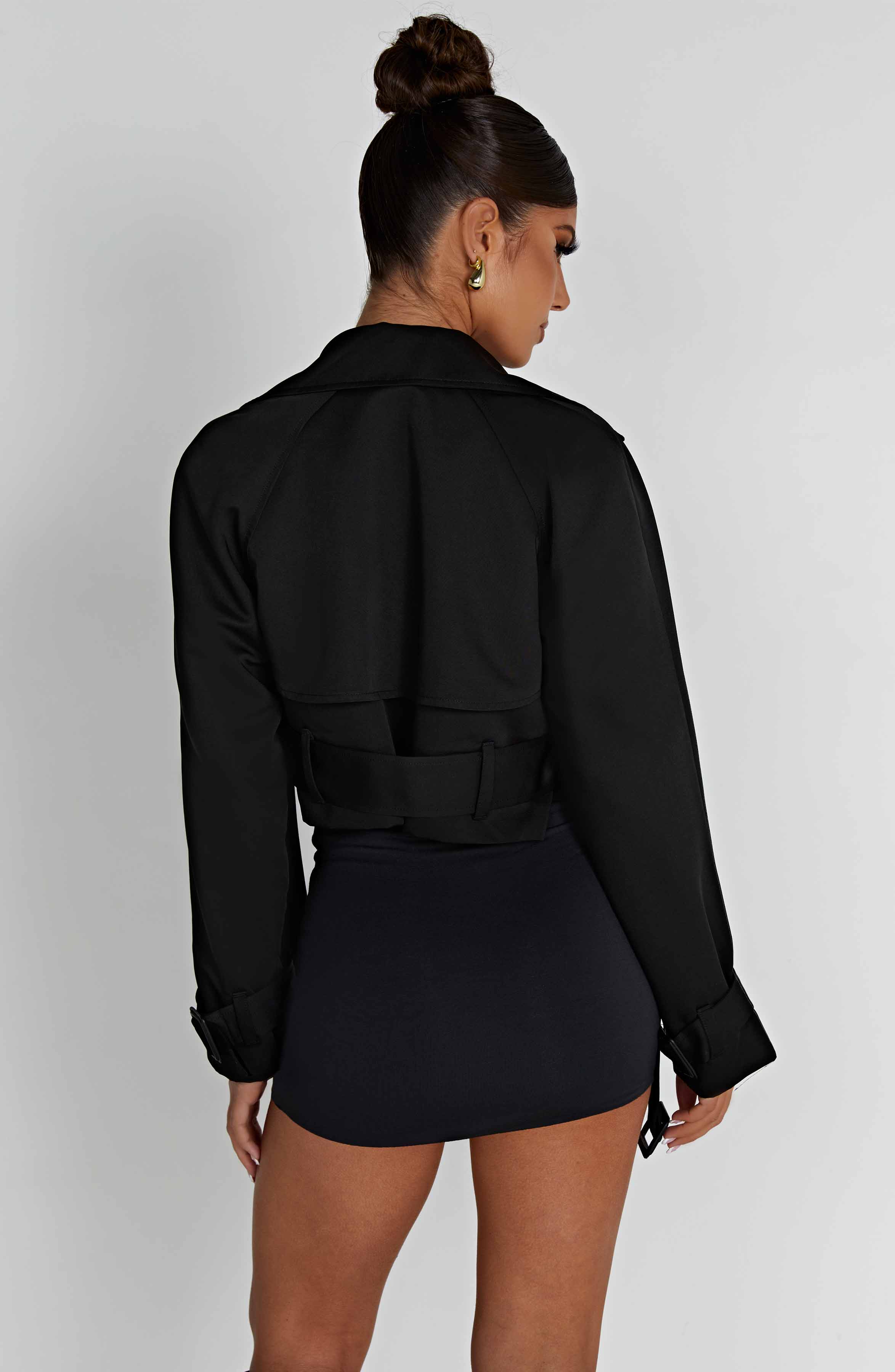 Cropped Trench Black